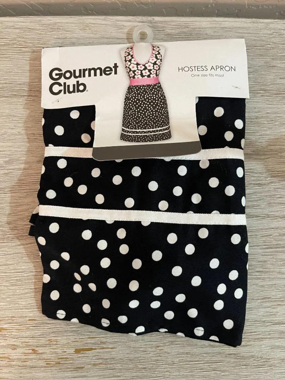 New Apron Black Pink Daisy Flower Dot One Size Gourmet Club